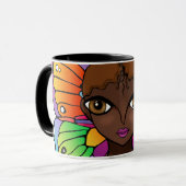 Frau mit Schmetterlingswings hell und farbenfroh Tasse (Vorderseite Links)