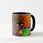 Frau mit Schmetterlingswings hell und farbenfroh Tasse (VorderseiteRechts)