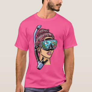Frau mit Schnorchelmaske Taucherin T-Shirt