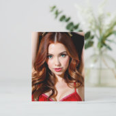 Frau mit schönem Auburn-Haar Postkarte (Stehend Vorderseite)