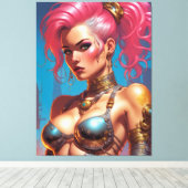 Frau mit schönem rosa Haar Leinwanddruck (Insitu (Holzboden))