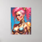 Frau mit schönem rosa Haar Leinwanddruck (Vorderseite)