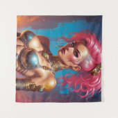 Frau mit schönem rosa Haar Wandteppich (Vorderseite (Horizontal))