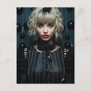 Frau mit schwarzem blonden Haar Postkarte