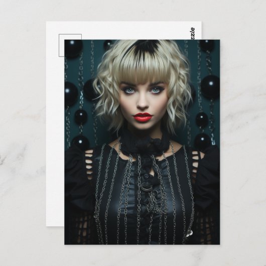 Frau mit schwarzem blonden Haar Postkarte (Vorne/Hinten)