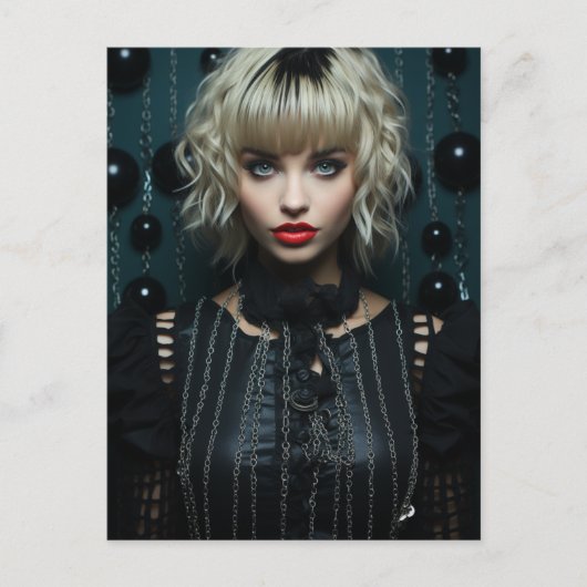 Frau mit schwarzem blonden Haar Postkarte (Vorderseite)