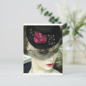 Frau mit schwarzem Schleier Postkarte (Stehend Vorderseite)