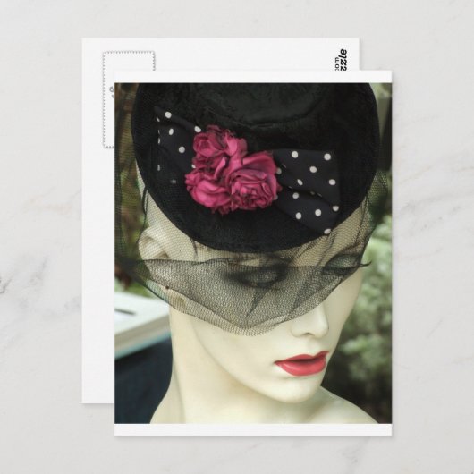 Frau mit schwarzem Schleier Postkarte (Vorne/Hinten)