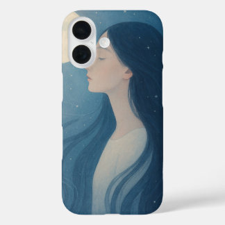 Frau mit schwarzen Haaren Handyhülle | Minimalisti iPhone 16 Hülle