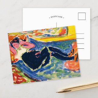 Frau mit schwarzen Strümpfen | Ernst Ludwig Kirchn Postkarte
