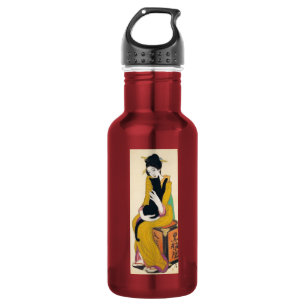 Frau mit schwarzer Katze, Yumeji Takehisa Trinkflasche