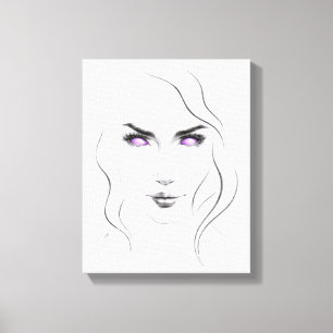 Frau mit seltsamen lila Augen Minimalistisch Line  Leinwanddruck