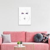 Frau mit seltsamen lila Augen Minimalistisch Line  Leinwanddruck (Insitu (Wohnzimmer))
