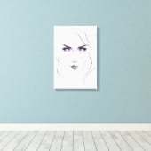 Frau mit seltsamen lila Augen Minimalistisch Line  Leinwanddruck (Insitu (Holzboden))