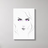Frau mit seltsamen lila Augen Minimalistisch Line Leinwanddruck (Vorderseite)