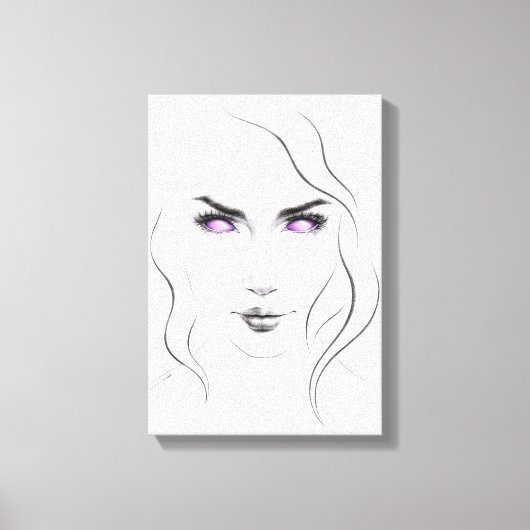 Frau mit seltsamen lila Augen Minimalistisch Line  Leinwanddruck (Vorderseite)