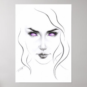 Frau mit seltsamen lila Augen Minimalistisch Line  Poster