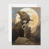 Frau mit seltsamer Monster Fantasy-Science Fiction Postkarte (Vorne/Hinten)