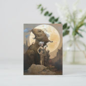Frau mit seltsamer Monster Fantasy-Science Fiction Postkarte (Stehend Vorderseite)