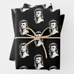 Frau mit Side Shave Haarmode Geschenkpapier Set