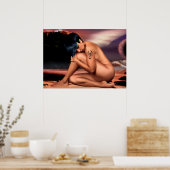 Frau mit Skorpion Tattoo Artwork Poster (Küche)