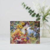 Frau mit Sommerschwanz Postkarte (Stehend Vorderseite)