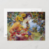 Frau mit Sommerschwanz Postkarte (Vorne/Hinten)