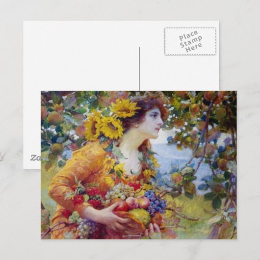 Frau mit Sommerschwanz Postkarte (Vorne/Hinten)