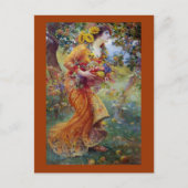 Frau mit Sommerschwanz Postkarte (Vorderseite)