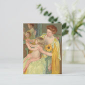 Frau mit Sonnenblume | Mary Cassatt Postkarte (Stehend Vorderseite)