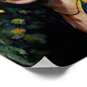 Frau mit Sonnenblume Poster (Ecke)