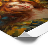 Frau mit Sonnenblumen im Haar Poster (Ecke)