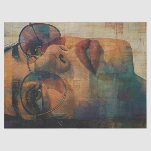 Frau mit Sonnenbrille Decoupage Seidenpapier (Vorderseite)