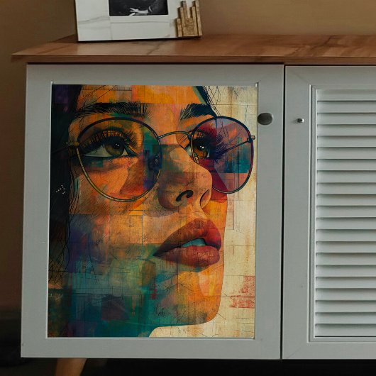 Frau mit Sonnenbrille Decoupage Seidenpapier