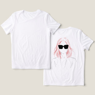 Frau mit Sonnenbrille Linienkunst Rückseiten-Druck Tri-Blend Shirt