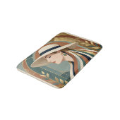 Frau mit Sonnenhut Art Deco Badematte (Schrägansicht)