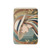 Frau mit Sonnenhut Art Deco Badematte (Vorderseite Vertikal)