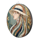 Frau mit Sonnenhut Art Deco Dartscheibe (Vorderseite rechts)