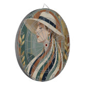 Frau mit Sonnenhut Art Deco Dartscheibe (Vorderseite Links)