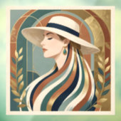 Frau mit Sonnenhut Art Deco Fensteraufkleber (Blatt 3)