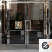 Frau mit Sonnenhut Art Deco Fensteraufkleber (Büro Tür)