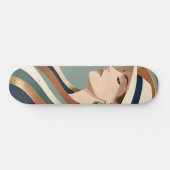 Frau mit Sonnenhut Art Deco Skateboard (Horizontal)