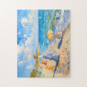 Frau mit Sonnenschirm am Strand Impressionismus Puzzle (Vertikal)