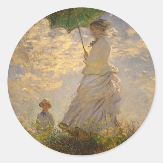 Frau mit Sonnenschirm, Aufkleber von 1875 (Vorderseite)