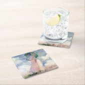 Frau mit Sonnenschirm, Claude Monet, 1886 Rechteckiger Pappuntersetzer (Vor Ort)