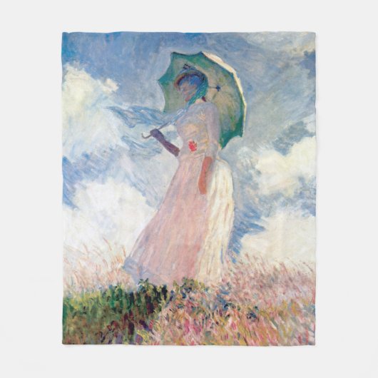 Frau mit Sonnenschirm, Claude Monet Fleecedecke (Vorderseite)