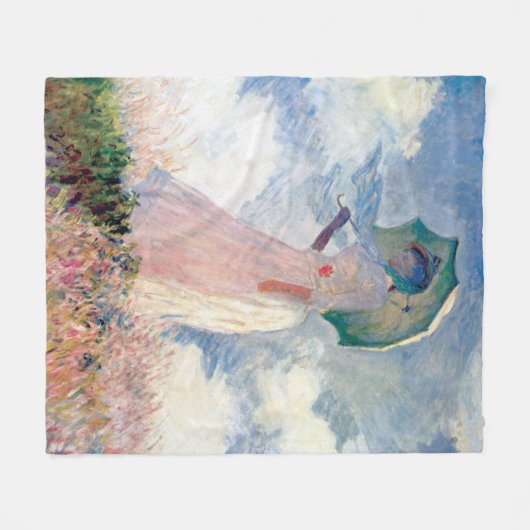 Frau mit Sonnenschirm, Claude Monet Fleecedecke (Vorderseite (Horizontal))