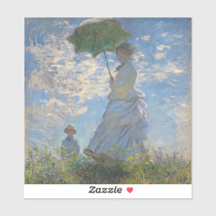 Frau mit Sonnenschirm Französische Landschaft Aufkleber