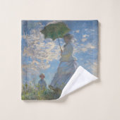 Frau mit Sonnenschirm | Französische Landschaft Badhandtuch Set (Waschlappen)