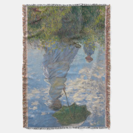 Frau mit Sonnenschirm | Französische Landschaft Decke (Vorderseite Vertikal)